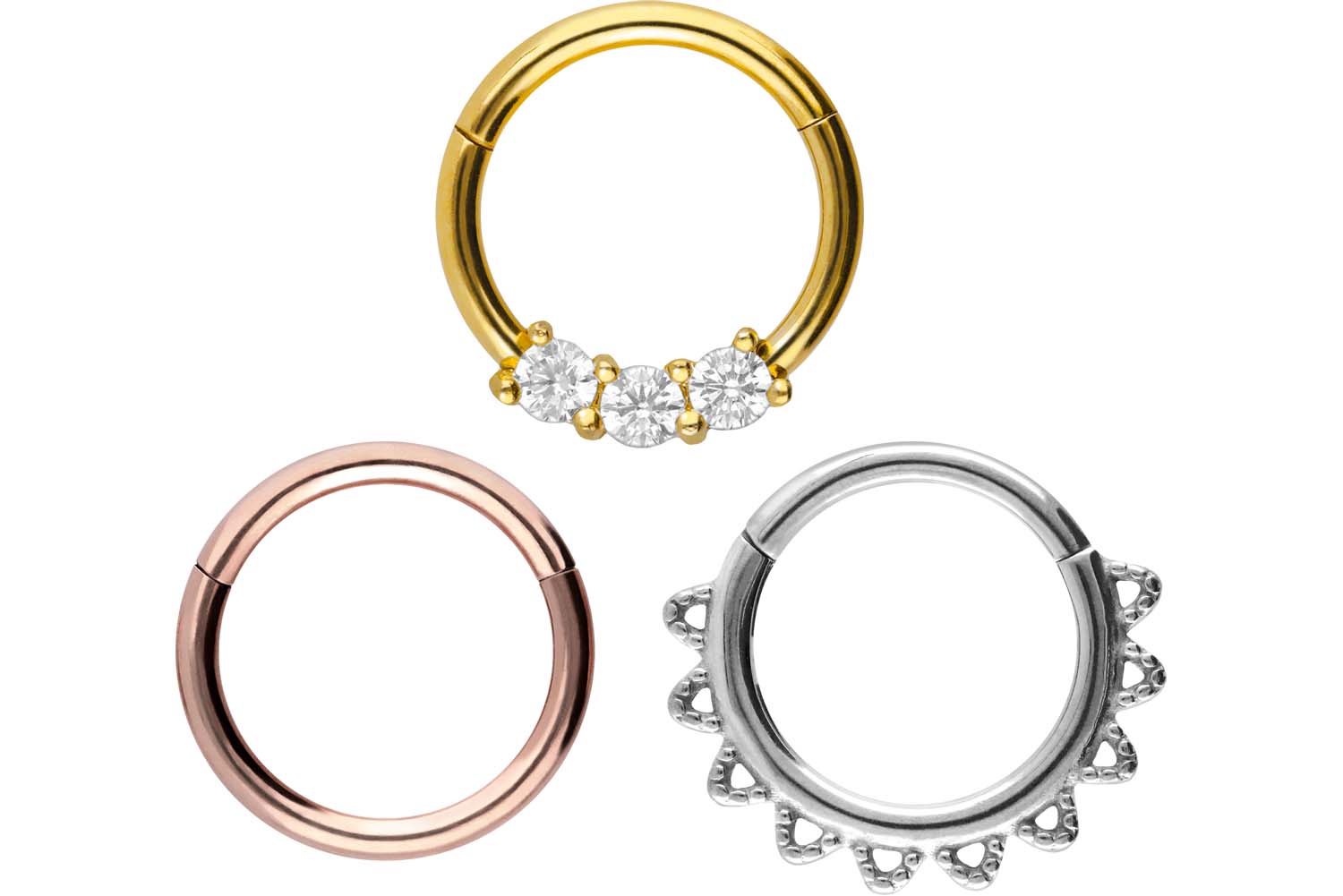 SET Chirurgenstahl Segmentring Clicker Piercing MIX